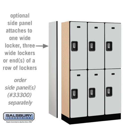 Salsbury 12" Wide Double Tier Designer Wood Locker - 3 Wide - 5 Feet High - 15 Inches Deep - Gray - Silver Resettable Combination Locks - Sweatfully