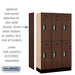 Salsbury 12" Wide Double Tier Designer Wood Locker - 3 Wide - 5 Feet High - 15 Inches Deep - Mahogany - Silver Electronic Locks - Sweatfully
