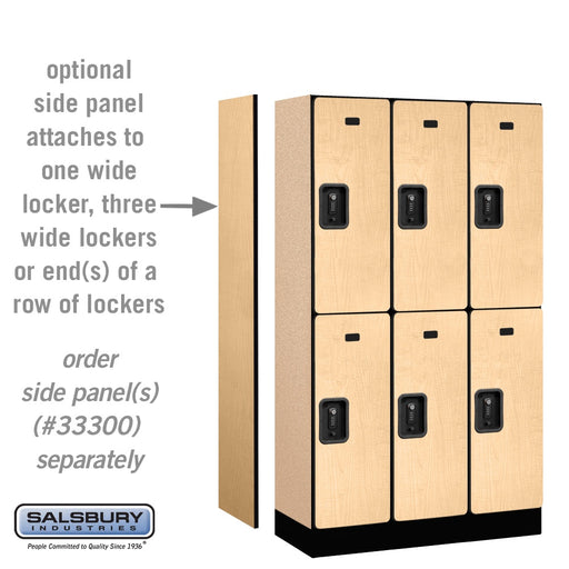 Salsbury 12" Wide Double Tier Designer Wood Locker - 3 Wide - 5 Feet High - 15 Inches Deep - Maple - Black Resettable Combination Locks - Sweatfully