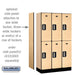 Salsbury 12" Wide Double Tier Designer Wood Locker - 3 Wide - 5 Feet High - 15 Inches Deep - Maple - Silver Electronic Locks - Sweatfully