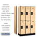 Salsbury 12" Wide Double Tier Designer Wood Locker - 3 Wide - 5 Feet High - 15 Inches Deep - Maple - Hasps - Sweatfully