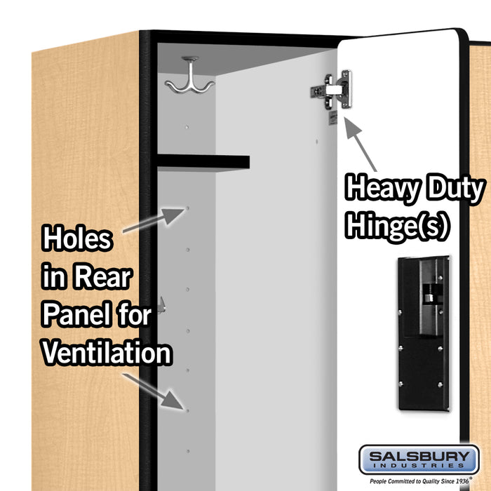 Salsbury 12" Wide Double Tier Designer Wood Locker - 3 Wide - 5 Feet High - 15 Inches Deep - Maple - Hasps - Sweatfully