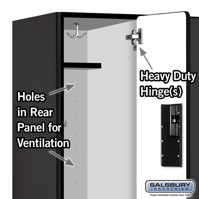 Salsbury 12" Wide Double Tier Designer Wood Locker - 3 Wide - 5 Feet High - 18 Inches Deep - Black - Hasps - Sweatfully