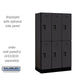 Salsbury 12" Wide Double Tier Designer Wood Locker - 3 Wide - 5 Feet High - 18 Inches Deep - Black - Hasps - Sweatfully