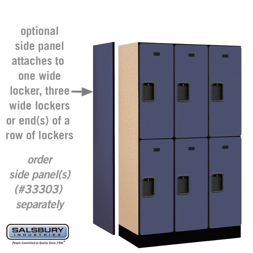 Salsbury 12" Wide Double Tier Designer Wood Locker - 3 Wide - 5 Feet High - 18 Inches Deep - Blue - Hasps - Sweatfully