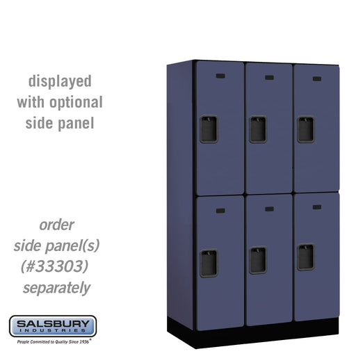 Salsbury 12" Wide Double Tier Designer Wood Locker - 3 Wide - 5 Feet High - 18 Inches Deep - Blue - Hasps - Sweatfully