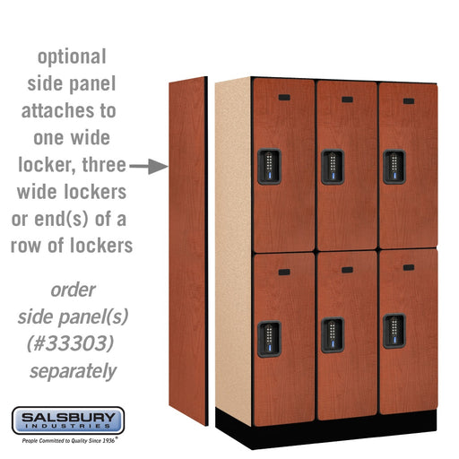 Salsbury 12" Wide Double Tier Designer Wood Locker - 3 Wide - 5 Feet High - 18 Inches Deep - Cherry - Black Electronic Locks - Sweatfully