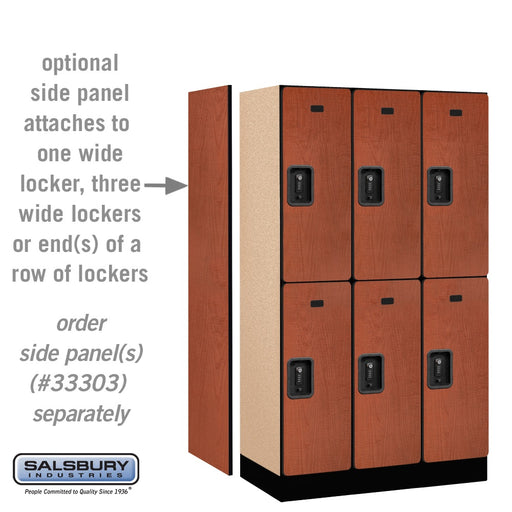 Salsbury 12" Wide Double Tier Designer Wood Locker - 3 Wide - 5 Feet High - 18 Inches Deep - Cherry - Black Resettable Combination Locks - Sweatfully
