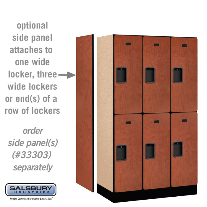 Salsbury 12" Wide Double Tier Designer Wood Locker - 3 Wide - 5 Feet High - 18 Inches Deep - Cherry - Hasps - Sweatfully