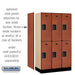 Salsbury 12" Wide Double Tier Designer Wood Locker - 3 Wide - 5 Feet High - 18 Inches Deep - Cherry - Hasps - Sweatfully