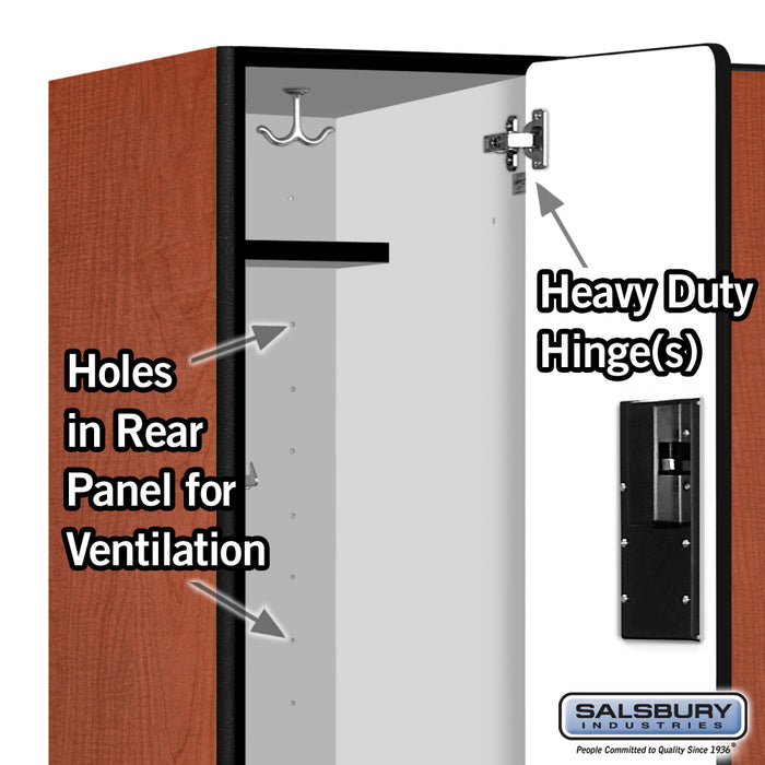 Salsbury 12" Wide Double Tier Designer Wood Locker - 3 Wide - 5 Feet High - 18 Inches Deep - Cherry - Hasps - Sweatfully