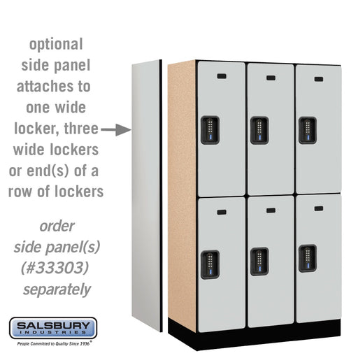 Salsbury 12" Wide Double Tier Designer Wood Locker - 3 Wide - 5 Feet High - 18 Inches Deep - Gray - Black Electronic Locks - Sweatfully