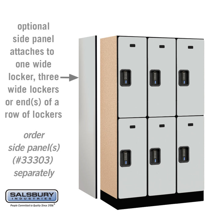Salsbury 12" Wide Double Tier Designer Wood Locker - 3 Wide - 5 Feet High - 18 Inches Deep - Gray - Black Electronic Locks - Sweatfully