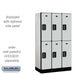 Salsbury 12" Wide Double Tier Designer Wood Locker - 3 Wide - 5 Feet High - 18 Inches Deep - Gray - Black Electronic Locks - Sweatfully