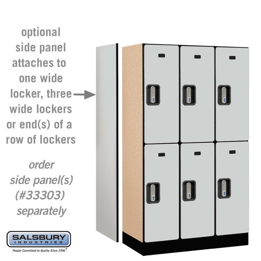 Salsbury 12" Wide Double Tier Designer Wood Locker - 3 Wide - 5 Feet High - 18 Inches Deep - Gray - Silver Electronic Locks - Sweatfully
