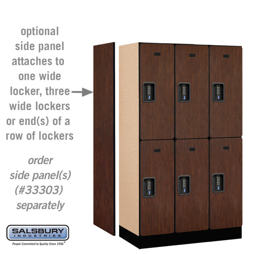 Salsbury 12" Wide Double Tier Designer Wood Locker - 3 Wide - 5 Feet High - 18 Inches Deep - Mahogany - Black Electronic Locks - Sweatfully