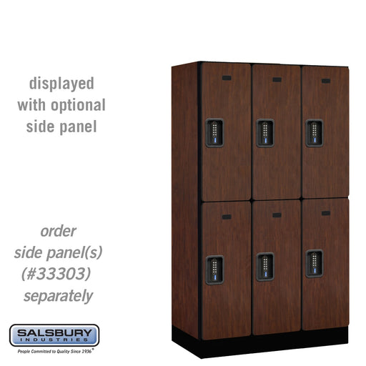 Salsbury 12" Wide Double Tier Designer Wood Locker - 3 Wide - 5 Feet High - 18 Inches Deep - Mahogany - Black Electronic Locks - Sweatfully