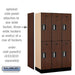 Salsbury 12" Wide Double Tier Designer Wood Locker - 3 Wide - 5 Feet High - 18 Inches Deep - Mahogany - Silver Electronic Locks - Sweatfully