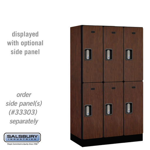 Salsbury 12" Wide Double Tier Designer Wood Locker - 3 Wide - 5 Feet High - 18 Inches Deep - Mahogany - Silver Electronic Locks - Sweatfully