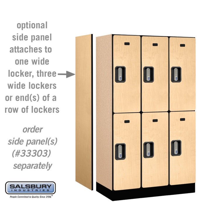 Salsbury 12" Wide Double Tier Designer Wood Locker - 3 Wide - 5 Feet High - 18 Inches Deep - Maple - Silver Electronic Locks - Sweatfully