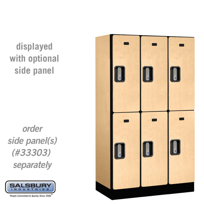 Salsbury 12" Wide Double Tier Designer Wood Locker - 3 Wide - 5 Feet High - 18 Inches Deep - Maple - Silver Electronic Locks - Sweatfully