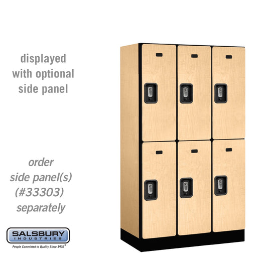 Salsbury 12" Wide Double Tier Designer Wood Locker - 3 Wide - 5 Feet High - 18 Inches Deep - Maple - Silver Resettable Combination Locks - Sweatfully