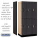 Salsbury 12" Wide Double Tier Designer Wood Locker - 3 Wide - 6 Feet High - 21 Inches Deep - Black - Silver Electronic Locks - Sweatfully