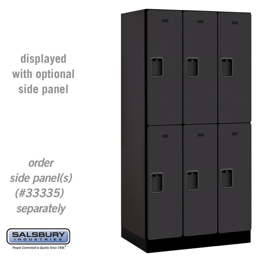 Salsbury 12" Wide Double Tier Designer Wood Locker - 3 Wide - 6 Feet High - 21 Inches Deep - Black - Hasps - Sweatfully