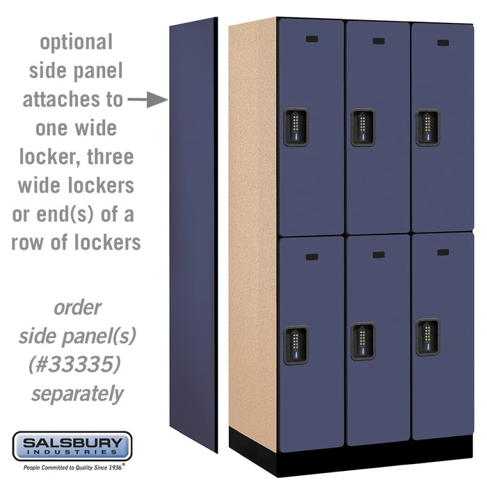 Salsbury 12" Wide Double Tier Designer Wood Locker - 3 Wide - 6 Feet High - 21 Inches Deep - Blue - Black Electronic Locks - Sweatfully