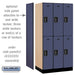 Salsbury 12" Wide Double Tier Designer Wood Locker - 3 Wide - 6 Feet High - 21 Inches Deep - Blue - Black Electronic Locks - Sweatfully