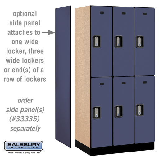 Salsbury 12" Wide Double Tier Designer Wood Locker - 3 Wide - 6 Feet High - 21 Inches Deep - Blue - Silver Electronic Locks - Sweatfully