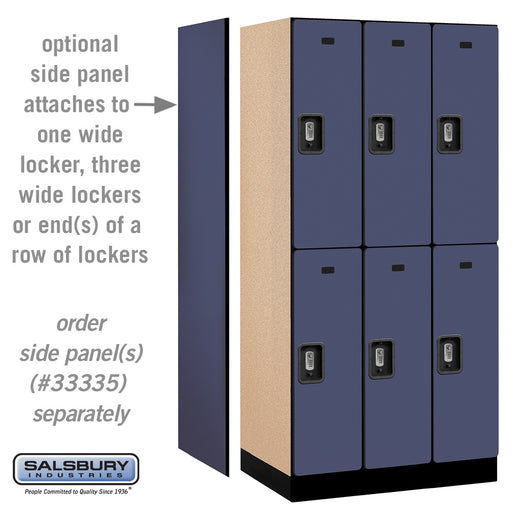 Salsbury 12" Wide Double Tier Designer Wood Locker - 3 Wide - 6 Feet High - 21 Inches Deep - Blue - Silver Resettable Combination Locks - Sweatfully