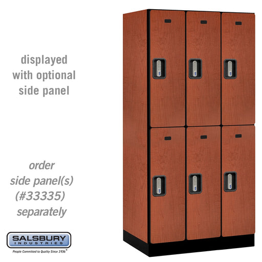 Salsbury 12" Wide Double Tier Designer Wood Locker - 3 Wide - 6 Feet High - 21 Inches Deep - Cherry - Silver Electronic Locks - Sweatfully