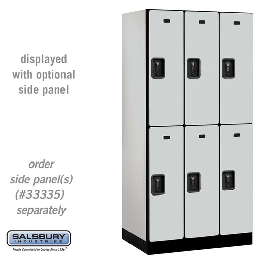 Salsbury 12" Wide Double Tier Designer Wood Locker - 3 Wide - 6 Feet High - 21 Inches Deep - Gray - Black Resettable Combination Locks - Sweatfully