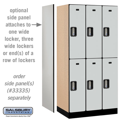 Salsbury 12" Wide Double Tier Designer Wood Locker - 3 Wide - 6 Feet High - 21 Inches Deep - Gray - Silver Electronic Locks - Sweatfully