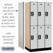 Salsbury 12" Wide Double Tier Designer Wood Locker - 3 Wide - 6 Feet High - 21 Inches Deep - Gray - Silver Electronic Locks - Sweatfully