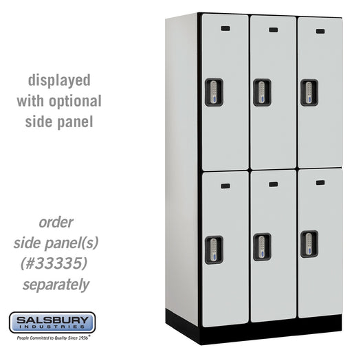 Salsbury 12" Wide Double Tier Designer Wood Locker - 3 Wide - 6 Feet High - 21 Inches Deep - Gray - Silver Electronic Locks - Sweatfully