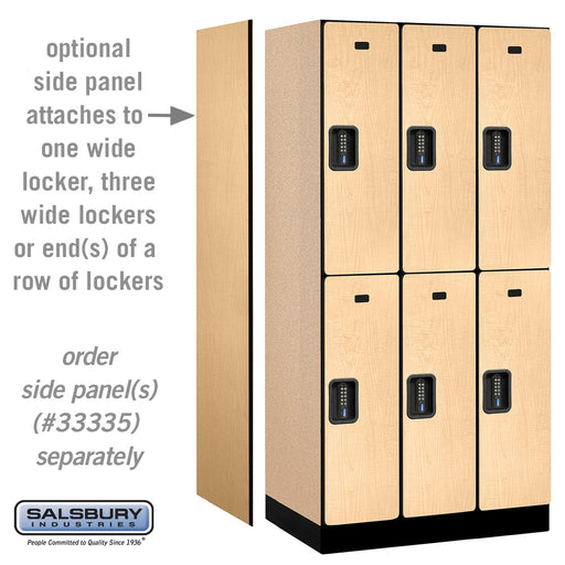 Salsbury 12" Wide Double Tier Designer Wood Locker - 3 Wide - 6 Feet High - 21 Inches Deep - Maple - Black Electronic Locks - Sweatfully