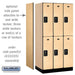 Salsbury 12" Wide Double Tier Designer Wood Locker - 3 Wide - 6 Feet High - 21 Inches Deep - Maple - Black Resettable Combination Locks - Sweatfully