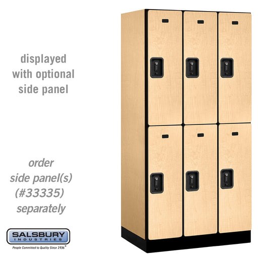 Salsbury 12" Wide Double Tier Designer Wood Locker - 3 Wide - 6 Feet High - 21 Inches Deep - Maple - Black Resettable Combination Locks - Sweatfully