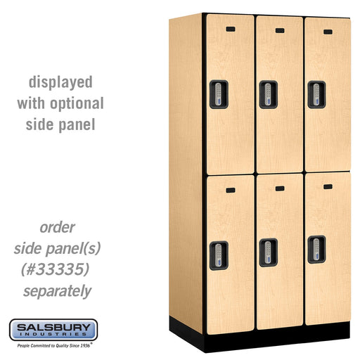 Salsbury 12" Wide Double Tier Designer Wood Locker - 3 Wide - 6 Feet High - 21 Inches Deep - Maple - Silver Electronic Locks - Sweatfully