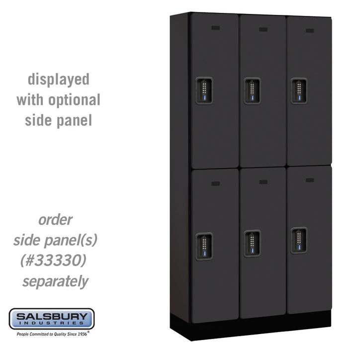 Salsbury 12" Wide Double Tier Designer Wood Locker - 3 Wide - 6 Feet High - 15 Inches Deep - Black - Black Electronic Locks - Sweatfully