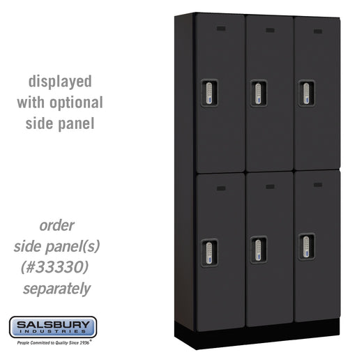 Salsbury 12" Wide Double Tier Designer Wood Locker - 3 Wide - 6 Feet High - 15 Inches Deep - Black - Silver Electronic Locks - Sweatfully