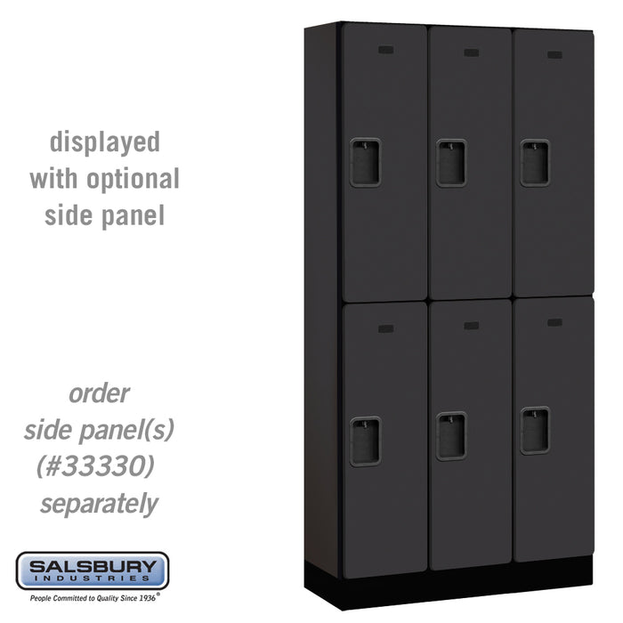 Salsbury 12" Wide Double Tier Designer Wood Locker - 3 Wide - 6 Feet High - 15 Inches Deep - Black - Hasps - Sweatfully