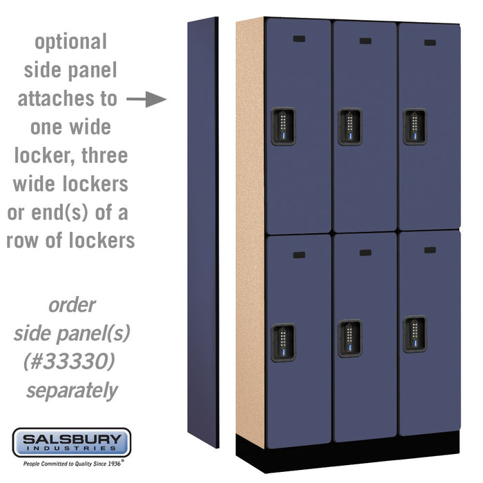 Salsbury 12" Wide Double Tier Designer Wood Locker - 3 Wide - 6 Feet High - 15 Inches Deep - Blue - Black Electronic Locks - Sweatfully