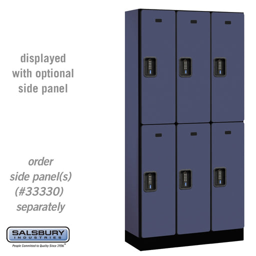 Salsbury 12" Wide Double Tier Designer Wood Locker - 3 Wide - 6 Feet High - 15 Inches Deep - Blue - Black Electronic Locks - Sweatfully