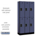 Salsbury 12" Wide Double Tier Designer Wood Locker - 3 Wide - 6 Feet High - 15 Inches Deep - Blue - Hasps - Sweatfully