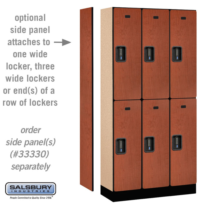 Salsbury 12" Wide Double Tier Designer Wood Locker - 3 Wide - 6 Feet High - 15 Inches Deep - Cherry - Black Electronic Locks - Sweatfully