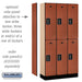 Salsbury 12" Wide Double Tier Designer Wood Locker - 3 Wide - 6 Feet High - 15 Inches Deep - Cherry - Black Electronic Locks - Sweatfully