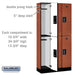 Salsbury 12" Wide Double Tier Designer Wood Locker - 3 Wide - 6 Feet High - 15 Inches Deep - Cherry - Black Electronic Locks - Sweatfully